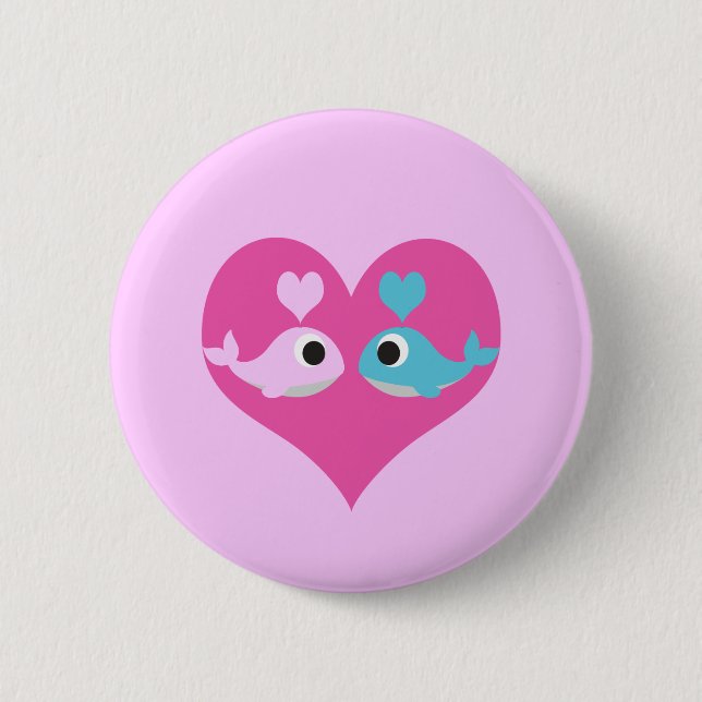 Badge Rond 5 Cm Amour de baleine mignonne (Devant)