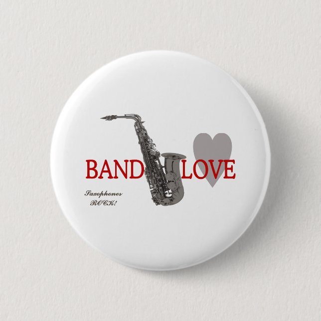 Badge Rond 5 Cm Amour de bande/ Saxophone (Devant)