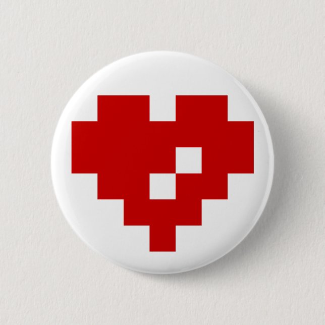 Badge Rond 5 Cm Amour de bit du coeur 8 de pixel (Devant)