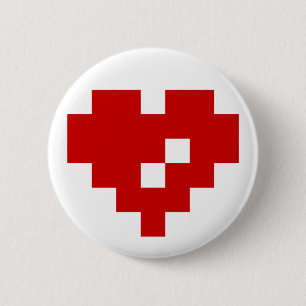 Badge Rond 5 Cm Amour de bit du coeur 8 de pixel