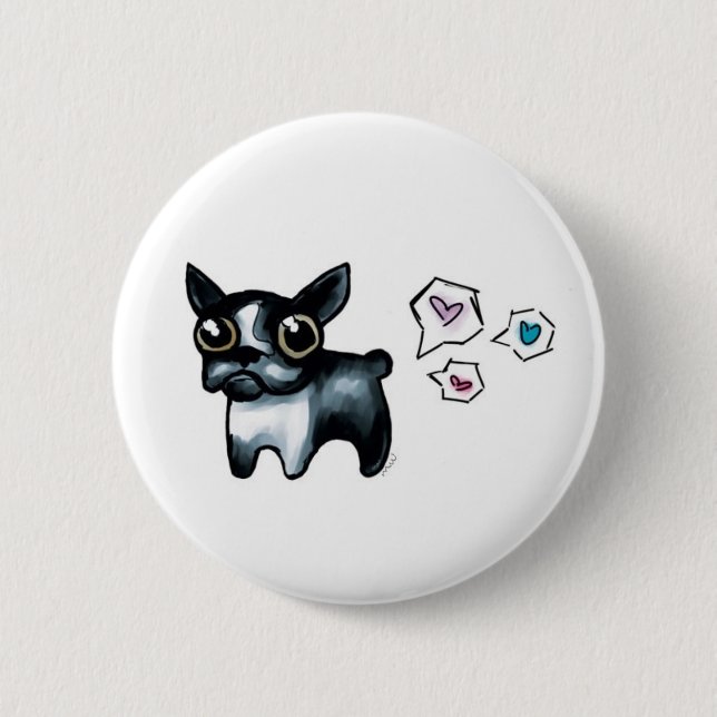 Badge Rond 5 Cm Amour de Boston Terrier (Devant)