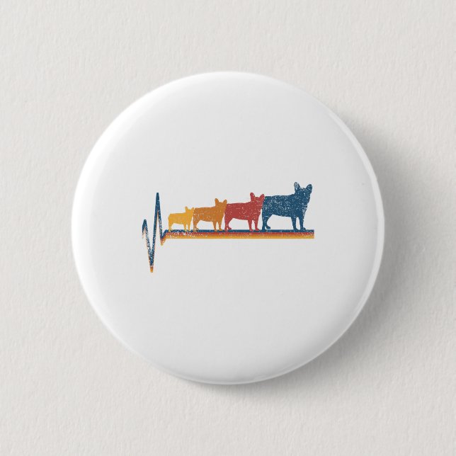 Badge Rond 5 Cm Amour de Bulldog (Devant)