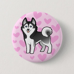 Badge Rond 5 Cm Amour de chien de traîneau sibérien/Malamute