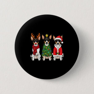 Badge Rond 5 Cm Amour de chien rétro Noël Rat Terrier Santa Renne