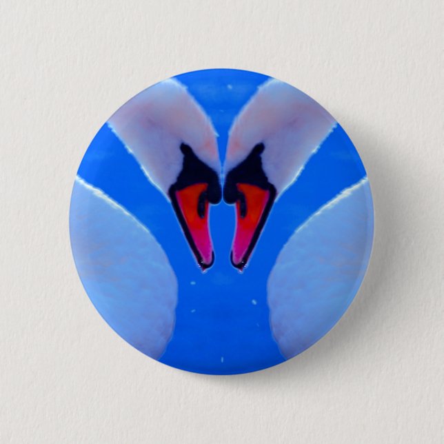 Badge Rond 5 Cm Amour de cygne, cous en forme de coeur romantiques (Devant)