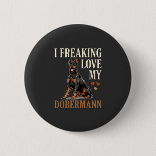 Badge Rond 5 Cm Amour de Dobermann Amateur de Chien