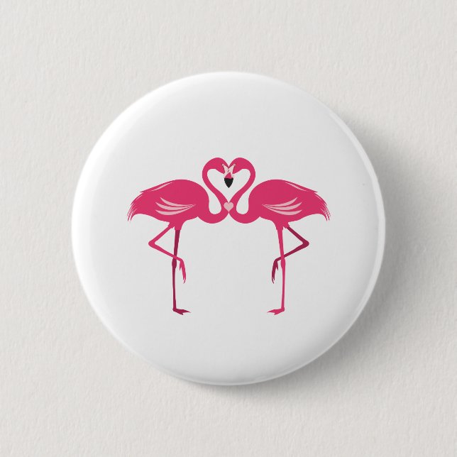Badge Rond 5 Cm Amour de Flamant rose (Devant)
