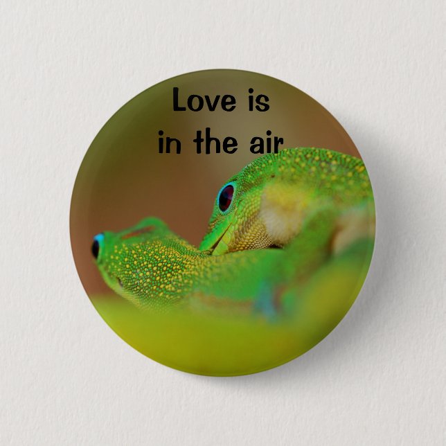 Badge Rond 5 Cm Amour de Gecko (Devant)