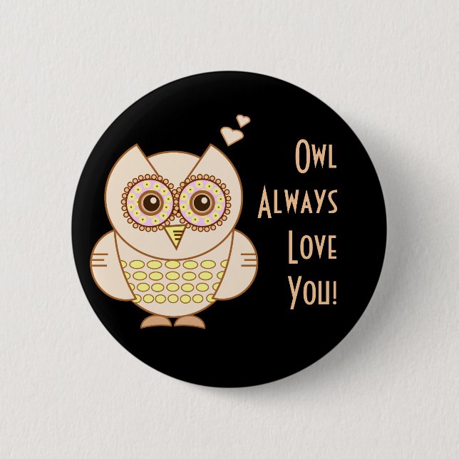 Badge Rond 5 Cm Amour de hibou (Devant)