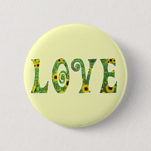 Badge Rond 5 Cm Amour de hippie de tournesol