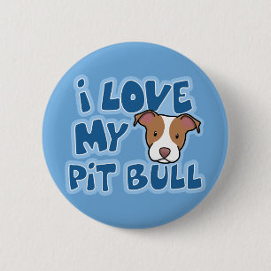 Badge Rond 5 Cm Amour de Kawaii I mon pitbull