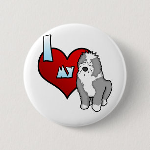 Badge Rond 5 Cm Amour de la bande dessinée I mon vieux chien de
