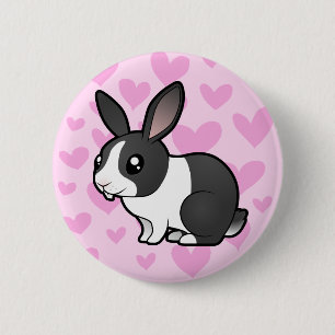 Badge Rond 5 Cm Amour de lapin (cheveux lisses d'oreille uppy)