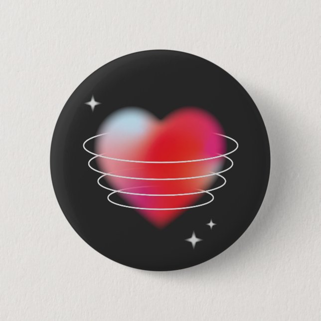 Badge Rond 5 Cm Amour de l'espace, coeur rouge hitech design valen (Devant)