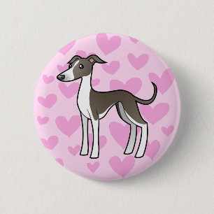Badge Rond 5 Cm Amour de lévrier/whippet/lévrier italien
