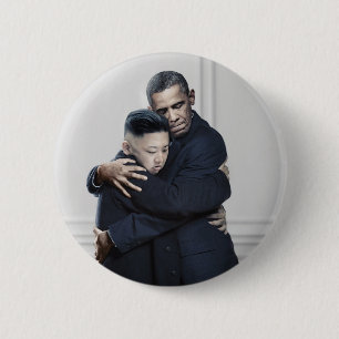 Badge Rond 5 Cm Amour de l'ONU Corée du Nord d'Obama Kim Jong