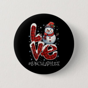 Badge Rond 5 Cm Amour de Noël Bonhomme de neige Dame de cantine Vi