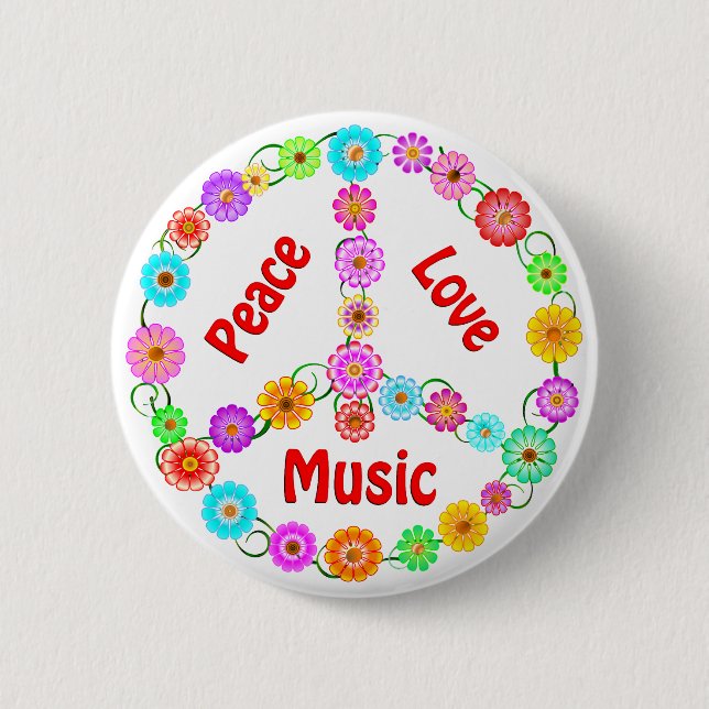 Badge Rond 5 Cm Amour de paix de musique (Devant)