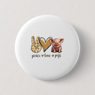 Badge Rond 5 Cm Amour de Paix Mignon Amant de Cochon de Spectacle
