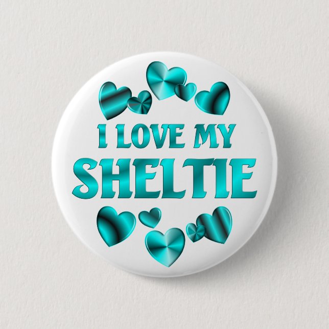 Badge Rond 5 Cm Amour de SHELTIE (Devant)