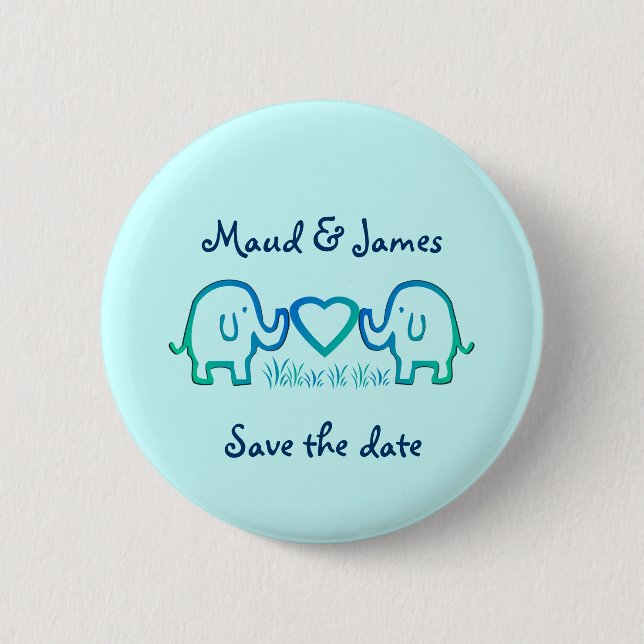 Badge Rond 5 Cm amour d'éléphant (Devant)