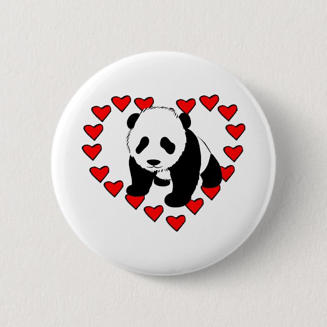 Badge Rond 5 Cm Amour d'ours panda (Devant)