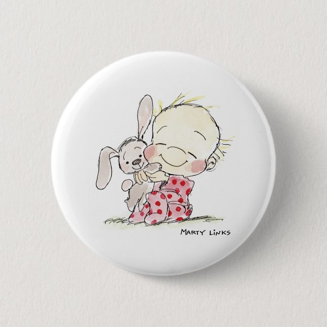 Badge Rond 5 Cm Amour du lapin EAS-007 ! (Devant)