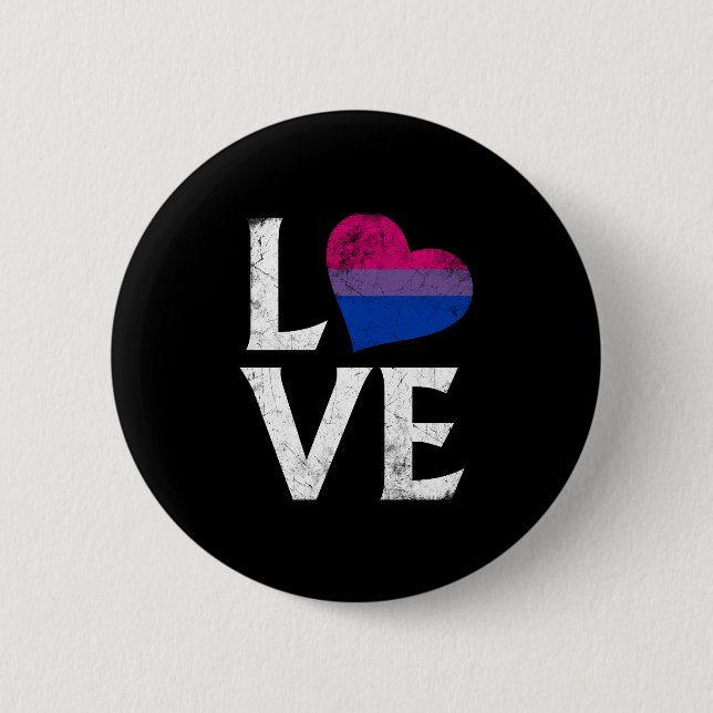 Badge Rond 5 Cm Amour empilé par fierté bisexuelle (Devant)