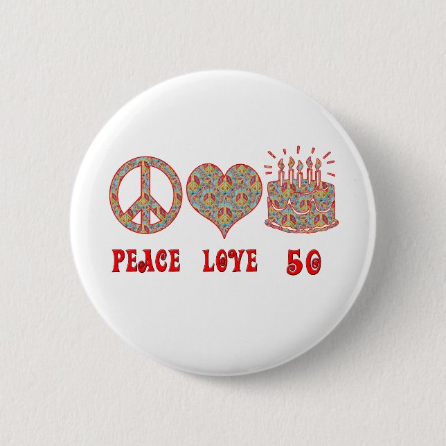 Badge Rond 5 Cm Amour et 50 de paix (Devant)