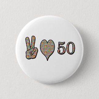 Badge Rond 5 Cm Amour et 50 de paix
