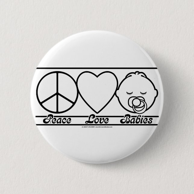 Badge Rond 5 Cm Amour et bébés de paix (Devant)