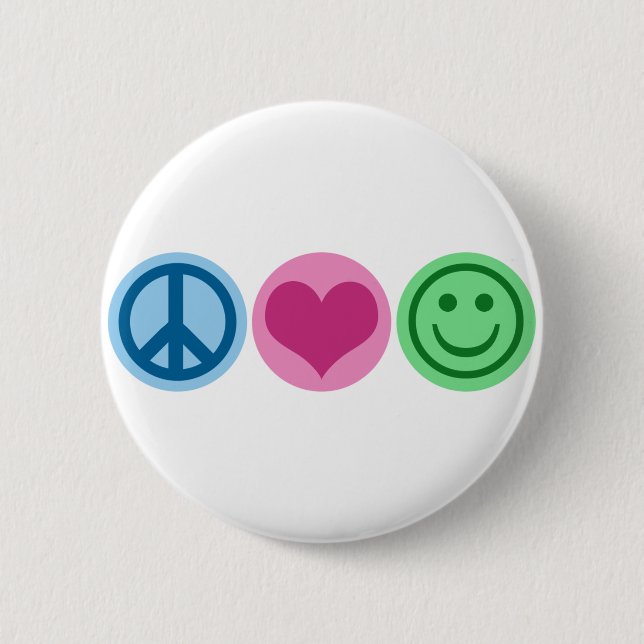 Badge Rond 5 Cm Amour et bonheur de paix (Devant)