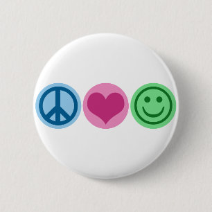 Badge Rond 5 Cm Amour et bonheur de paix
