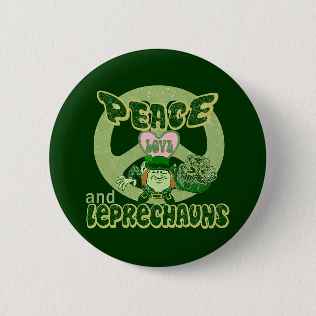 Badge Rond 5 Cm Amour et lutins de paix (Devant)