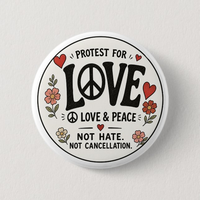 Badge Rond 5 Cm Amour et paix (Devant)