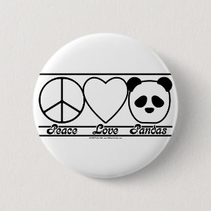 Badge Rond 5 Cm Amour et pandas de paix