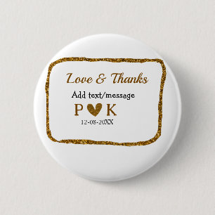 Badge Rond 5 Cm Amour et remerciements ajoutent le nom du couple e
