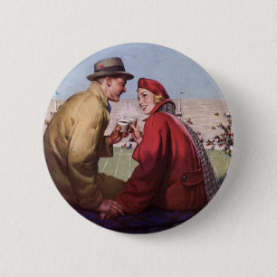 Badge Rond 5 Cm Amour et romance vintage, couple à un match de foo
