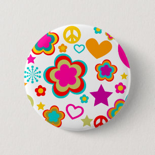 Badge Rond 5 Cm Amour et tout de paix Girly