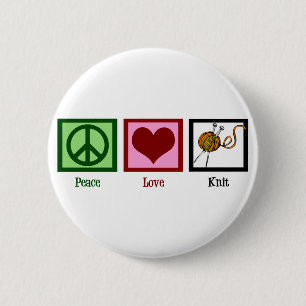 Badge Rond 5 Cm Amour et tricot de paix