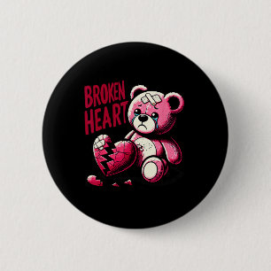 Badge Rond 5 Cm Amour Fou Mal Cœur Brisé Douleur Ours Saint-Valent
