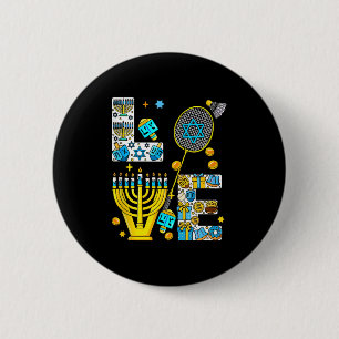 Badge Rond 5 Cm Amour Hanukkah Menorah Costume Amateur de Badminto