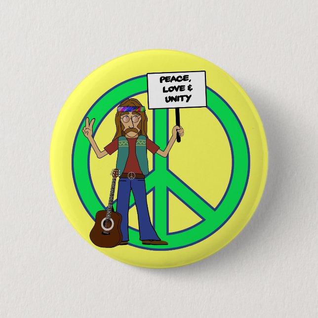 Badge Rond 5 Cm Amour hippie et unité de paix (Devant)