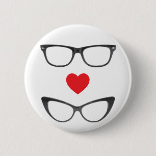 Badge Rond 5 Cm Amour humoristique de geek - coeur et lunettes