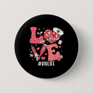Badge Rond 5 Cm Amour Infirmière Vie Rn Vie Disco Cœur Infirmière