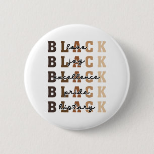 Badge Rond 5 Cm Amour Joie Excellence Fierté Histoire Noire Africa