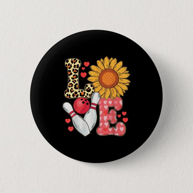 Badge Rond 5 Cm Amour Léopard Tournesol Bowling Valentin Bowling P (Devant)