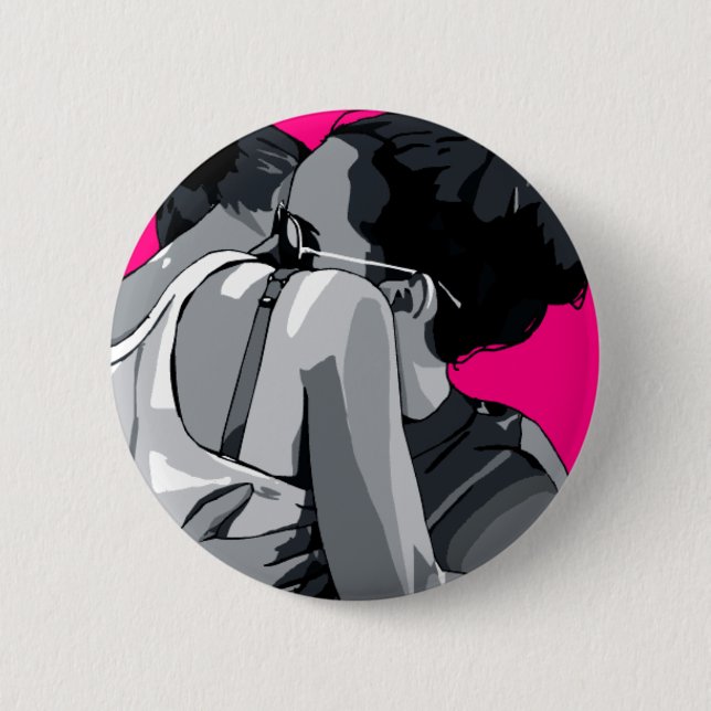 Badge Rond 5 Cm amour lesbien (Devant)