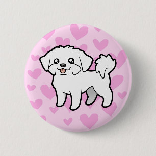 Badge Rond 5 Cm Amour maltais (coupure de chiot)