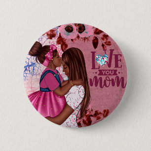 Badge Rond 5 Cm Amour Maman Mère et Enfant Fête des Mères